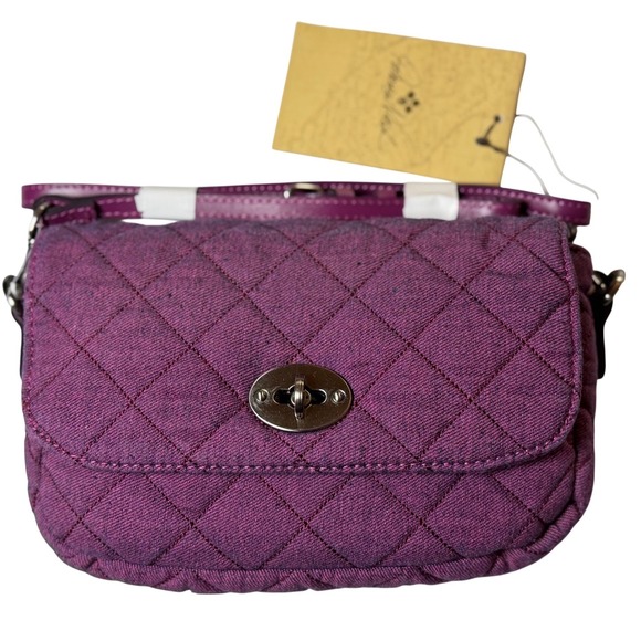 Patricia Nash Handbags - Patricia Nash Bonny Crossbody Bag Dark Pink Quilted Denim Stonewashed New Women